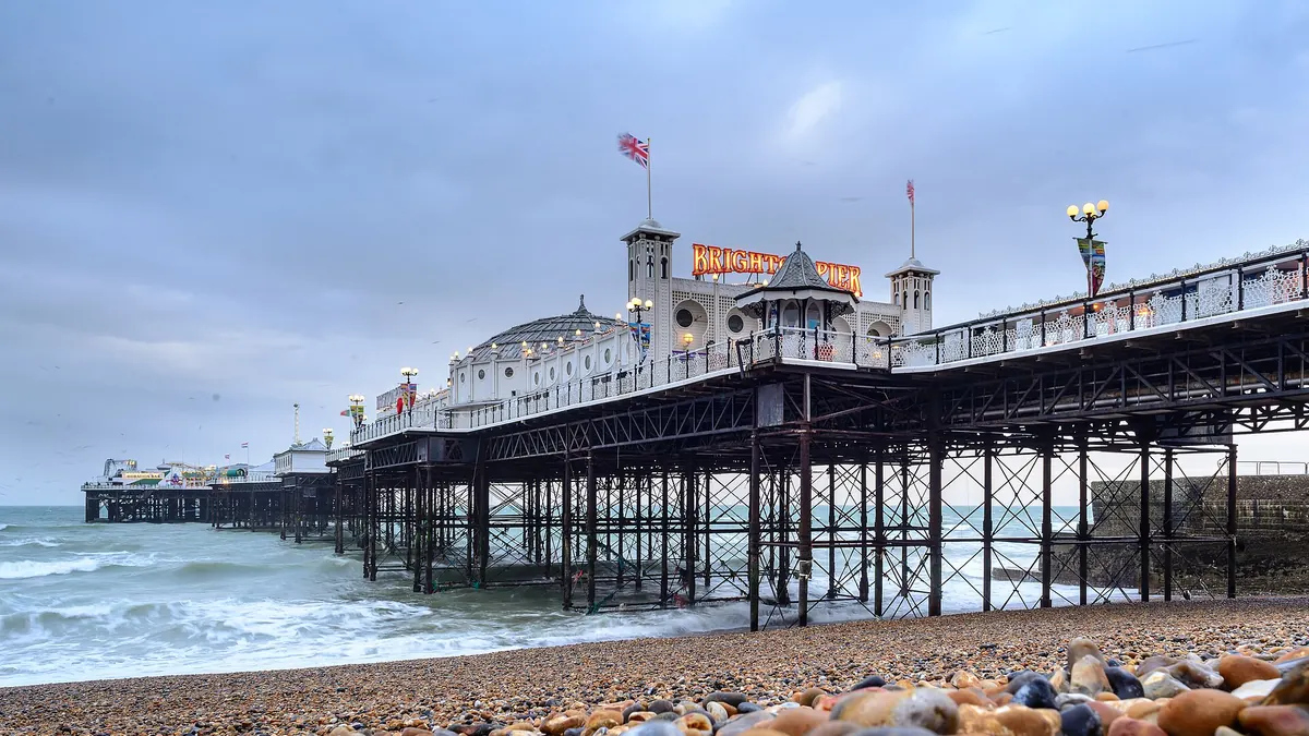 Brighton Palace Pier seen from the pebble beach